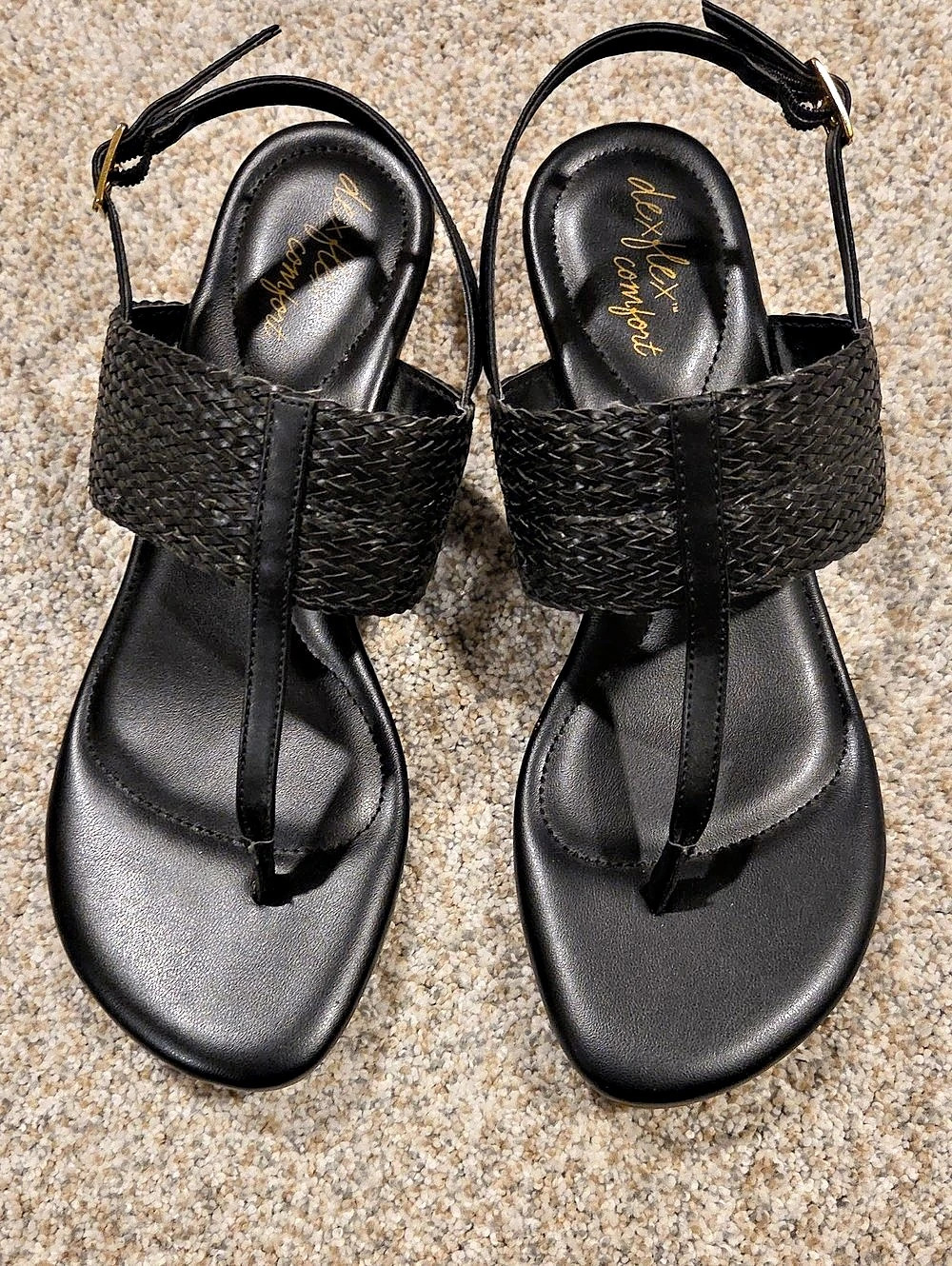 Dexflex Comfort Black Wedge Sandals US 9